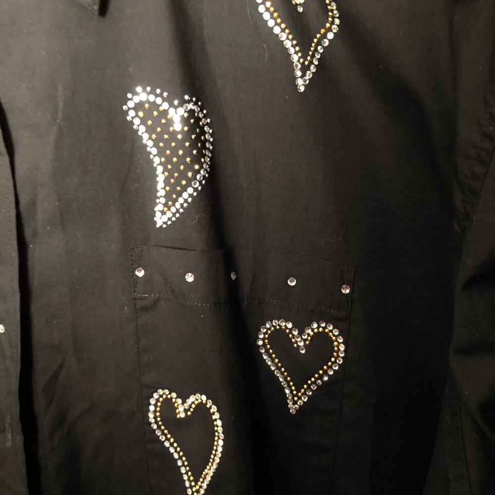 Black Ladies Shirt with Gold and Silver sparkles.  Very lightly worn.